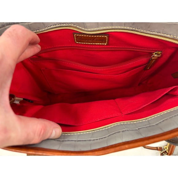 Dooney & Bourke Tote Bag in a Gray Crocodile-Embossed Leather Finish - Picture 9 of 16